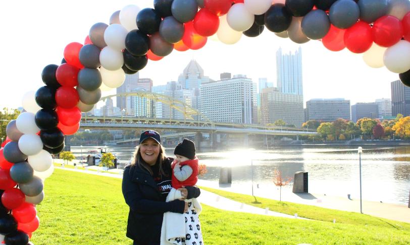 Chelsea with her son at a diabetes walk