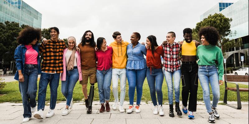 Diverse group of smiling happy people