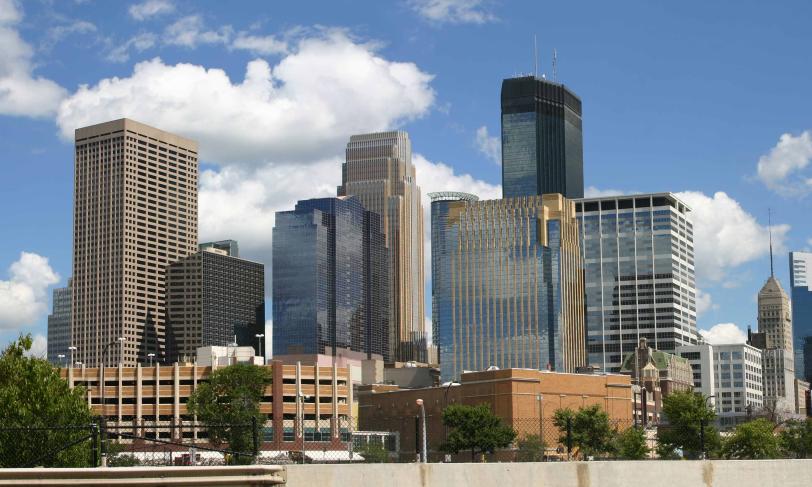 Downtown Minneapolis Minnesota on bright sunny day