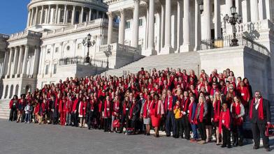 Group of advocates in front of capitol