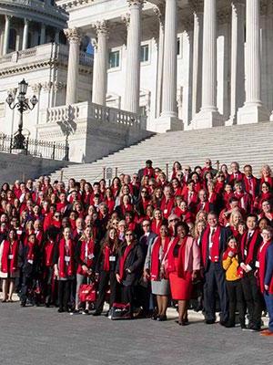 Group of advocates in front of capitol