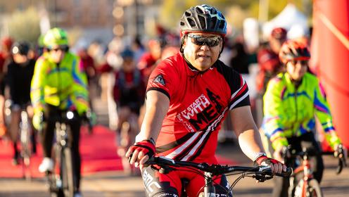 Cyclists on fundraising bike ride