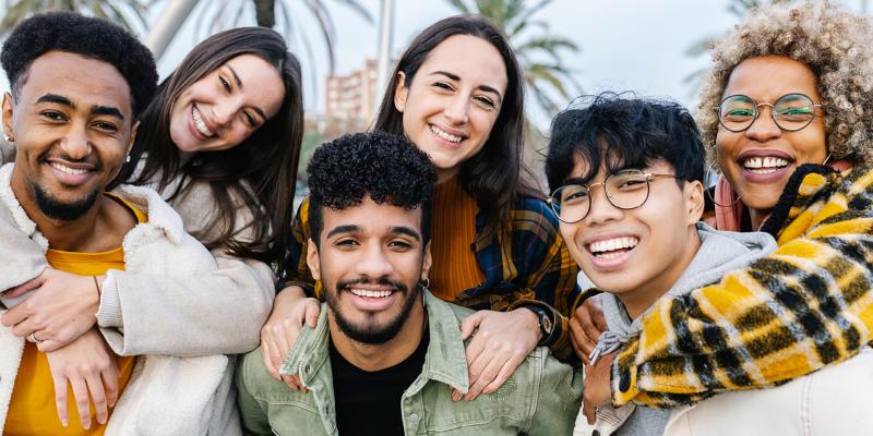 Group of smiling friends