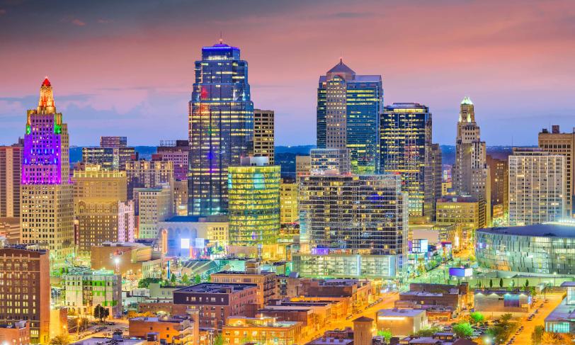 Kansas City Missouri skyline at night