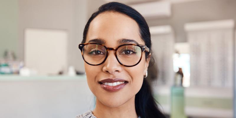 Smiling woman wearing glasses