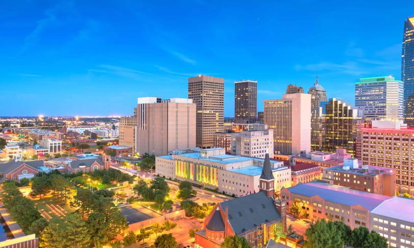 Oklahoma city oklahoma skyline at dusk