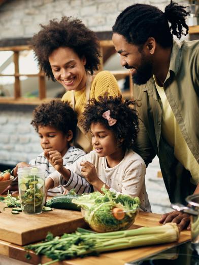 African American family in the kitchen