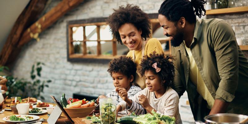 African American family in the kitchen