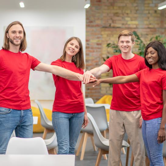 team of young volunteers